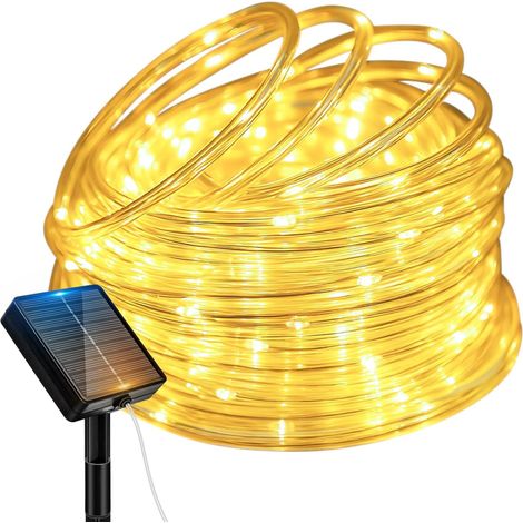 10M 100 LED Guirlande Solaire Exterieur Jardin, IP65 Étanche Guirlande Lumineuse Exterieure Solaire, 8 Modes Ruban Guirlande Arbre Exterieur pour Balcon Terrasse Noël Courf Deco, Blanc Chaud (1/5)