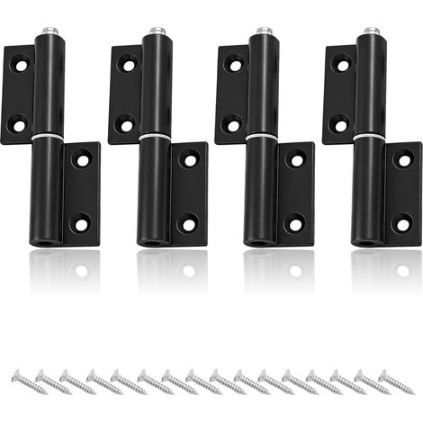 4 Paires Paumelles de Porte Noires, Charnière Porte en Aluminio Haute Résistance, Gond Porte avec 24 Vis, pour Porte, Placard et Fenêtre (1/5)