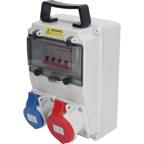 Distributeur d'alimentation de chantier à 5 broches, portable et mural, avec 1 prise Schuko 230 V ou 400 V CA. (1/5)