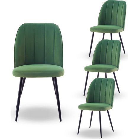 AINPECCA 4X Dining Chairs Padded Seat Metal Leg Kitchen Chair Home Office Room ,Grass Green