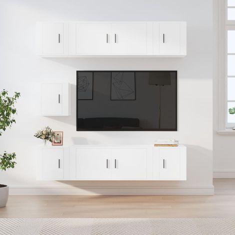 7-tlg. TV-Schrank-Set Weiß Holzwerkstoff
