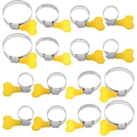 FENOPLASTICALot de 16 Colliers Serrage Inox Poignée Réglable, Assortiment 10-44 Mm, Pince Réparation D'eau Lourde, Plomberie et Tuyauterie, Vis Moletée pour Fixation Sécurisée - (1/5)