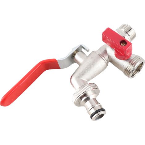 Robinet à double vanne 90° laiton 1/2 pouce accessoire jardin extérieur maison (1/5)