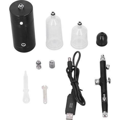 Spacnana Kit de Pistolet à Aérographe, Compresseur Portable sans Fil 18 Psi avec 3 Tasses de Peinture pour Le Maquillage, Tatouages, Artisanat Bricolage (1/5)