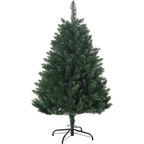 Sapin de Noël artificiel 305 branches avec pied croix acier amovible Ø 85 x 120H cm vert (1/5)
