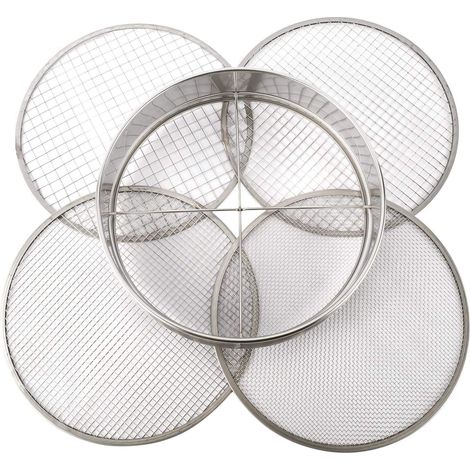 Tamis à rempotage de jardin, puzzle en acier inoxydable, filtre pour terreau mixte, avec 4 mailles interchangeables (3, 6, 9, 12 mm) - RAPANDA