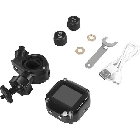 Système de surveillance de la pression des pneus TPMS pour moto, étanche, avec écran LCD, température et 2 capteurs externes. (1/5)