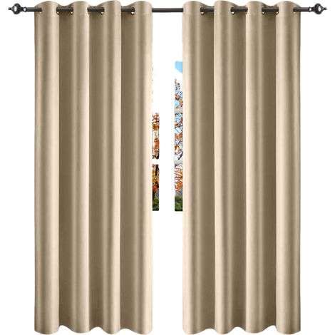 Rideaux occultants, idéaux pour la chambre, à œillets, isolants thermiques et phoniques, pour le salon (lot de 2), dimensions : 132 x 160 cm (largeur x longueur).