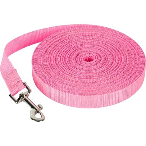Guinzaglio per addestramento cani, in nylon resistente, ideale per tutte le taglie, 20M-c, rosa (1/2)