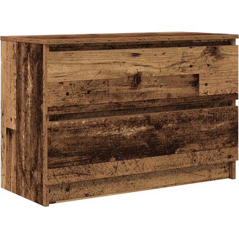 Meuble TV avec grand rangement 80 x 35 x 54 cm moderne style vintage en bois d'ingénierie vieux bois (1/5)