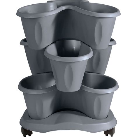 SET VASO 'TRIFOGLIO' Ø cm 40xh.51 Lt. 6 - grigio  - BAMA