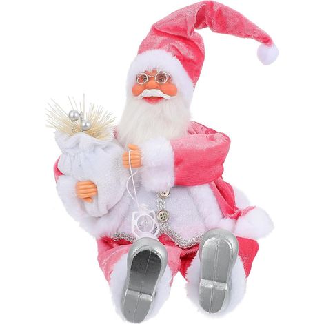 Décoration de Noël Père Noël Rose en PE et Tissu pour Chambre ou Cheminée, Ambiance Festive et Élément D’intérêt pour Garçon et Filles (1/5)
