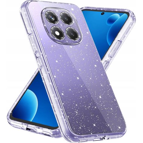 Funda para Redmi Note 14 Pro 5G, funda trasera de silicona con purpurina y cristal brillante.