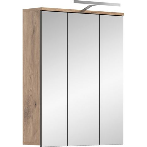 Schrank mit Spiegeln – Anthrazitgrau und helles Eichenholz – SELMA