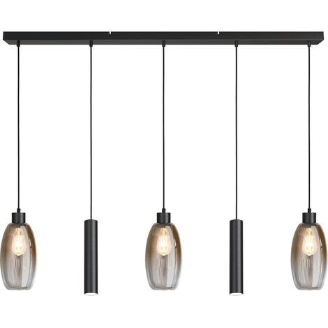 Lampe suspendue en verre Olive 3x Ø 12,5cm - 2x pendentif de course - noir - 2431-05-130-5RB20215 (1/3)