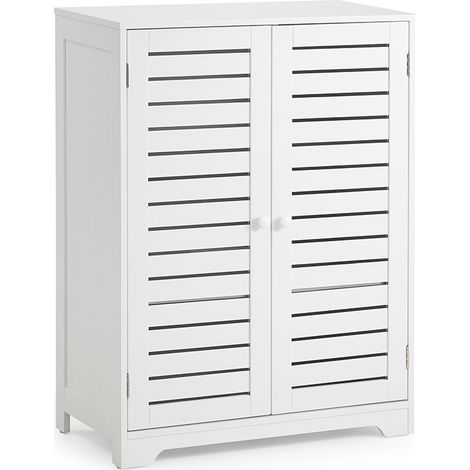 Meuble de rangement de salle de bain 2 portes 2 Étagères style moderne 60 x 30 x 80 cm blanc Mondeer (1/5)