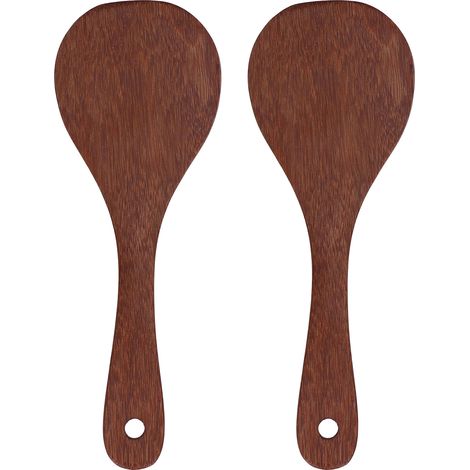 2 Pcs Pelle à Riz en Bois Naturel - Cuillère de Service pour Cuiseur à Riz, Idéale pour Mélanger et Servir (1/5)