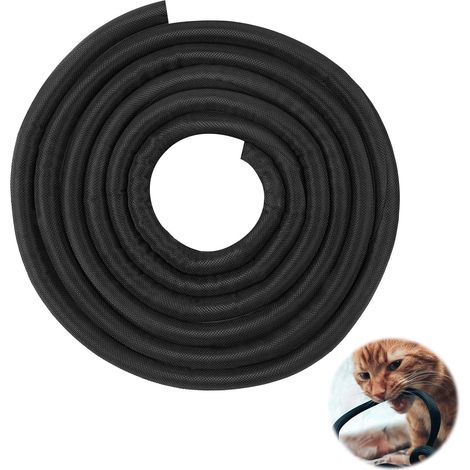 Gaine de Protection de Câbles pour Animaux Domestiques, Manchon de Gestion des Câbles Tressé Extensible, 3 Mètres -12,7mm Gaines de Câbles, Protection du Cache Câbles Bureau, Noir (1/5)