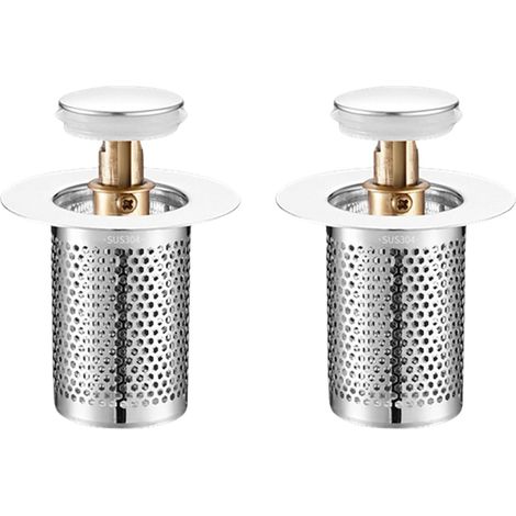 Universal-Bodenabflusssieb aus Edelstahl, 2er-Pack, Badewannen-Waschbeckensieb, Pop-Up-Waschbeckensieb, Küche, Badezimmer, Waschbeckensieb, Badewanne (kurzer Stil)