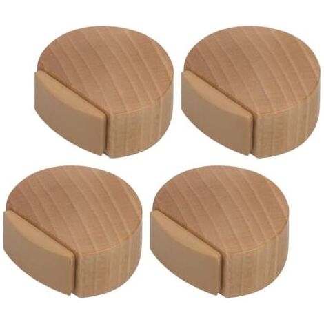 Butée de Porte Adhesive - Arrêt de Porte en Bois pour Sol et Parquet - Stop Porte Adhésif - Butoir de Porte Discret et élégant - Lot de 4 (Hêtre) (1/5)
