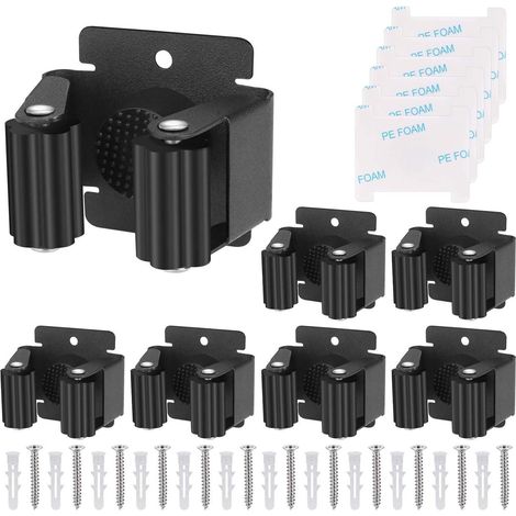 Hejo 6 Stück Gerätehalter Wand Besenhalter Gartengerätehalter Wischmopp Schwarz (1/5)