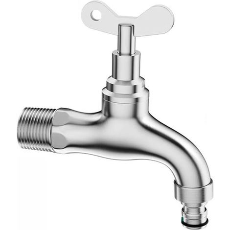 Robinet d'extérieur verrouillable en acier inoxydable INF - Bec de lavage de 10 cm, 2 clés (1/5)