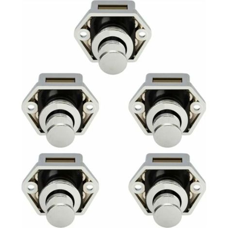 5 pcs Mini Bouton Poussoir Tiroir Placard Porte Loquet De Verrouillage Caravane Camping-car Nickel Bateau Bouton- Nickel (1/3)