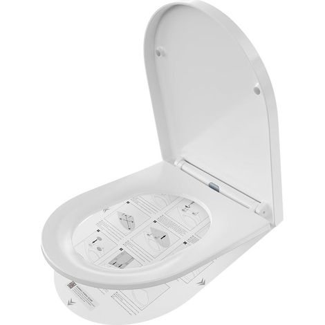 1 - WC-Sitz - Absenkautomatik und Schnellverschluss - Antibakterielles Duroplast für D-förmige WC-Becken - Weiß - 42,7 x 36 cm (1/5)