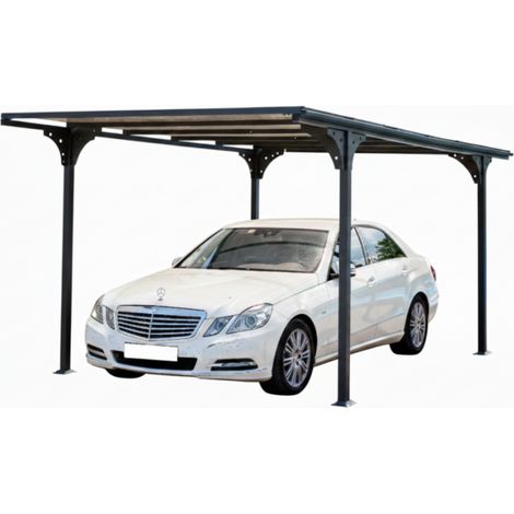 Carport de jardín de aluminio de 294 x 500 cm - Pérgola, Carport con techo plano de policarbonato de 6 mm - Gris antracita - CAR3050ALTPT Foresta (1/5)