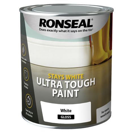 Ronseal Stays White Ultra Tough Paint Gloss White 750ml RSLSWUTGP750