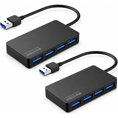 2 Pare 4 Ports Hub USB avec 4 Ports USB 3.0 Ultra Fin Multiport USB, Adaptateur USB vers USB et multiprise USB 5 Gbps Plug and Play, Répartiteur USB pour Ordinateur Portable, Clavier, Transmission Sta (1/5)