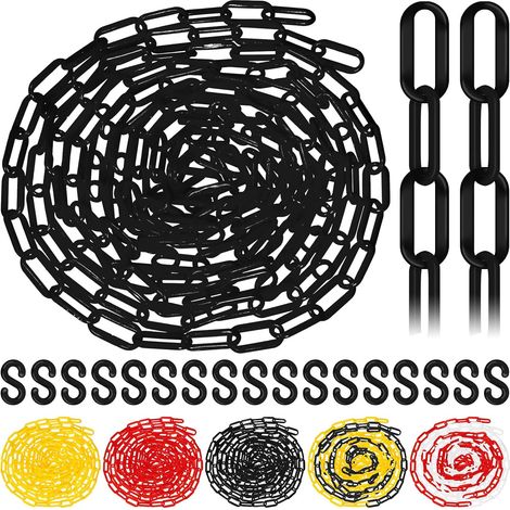 Plastic Chain garde - corps avec crochet en forme de s, lien en plastique noir, chaîne de sécurité de contrôle de foule, file d'attente, parking