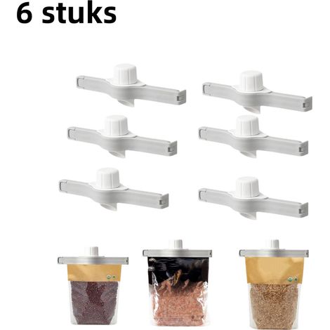 Ensemble de 6 pièces : pince de fermeture pour sachets alimentaires, pince de fermeture pour sachets d’épices, résistant à l’humidité, distributeur de lait en poudre/collation, pour la conservation de (1/5)