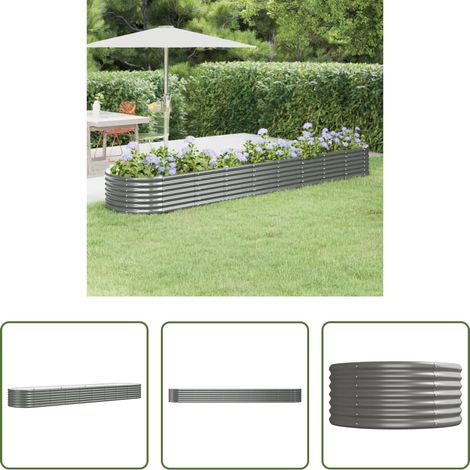 Pflanzkübel -  Hochbeet Verzinkter Stahl 368x80x36 cm Grau (1/5)