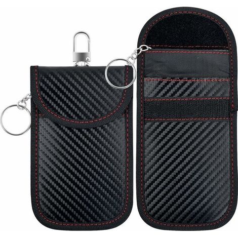 Lot de 2 Signal Blocage Faraday Pochette Sac, Sac de Protection Contre les Signaux de Clés de Voiture, Pochettes Blocage Signal RFID, Faraday Sac, étuis de Protection pour Clés de Voiture (1/4)