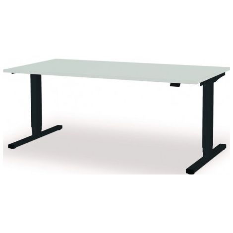Poste de travail debout / assis levero H650-1250xB1800xT800mm gris anthracite/gris clair réglable électriquement