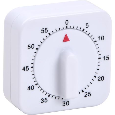 Mechanical Kitchen Timer, Mini Square Timer for Kids Adults, Mechanical Timer, 60 Minutes Countdown Alarm for Kitchen Baking Homework Meeting (White) (1/5)