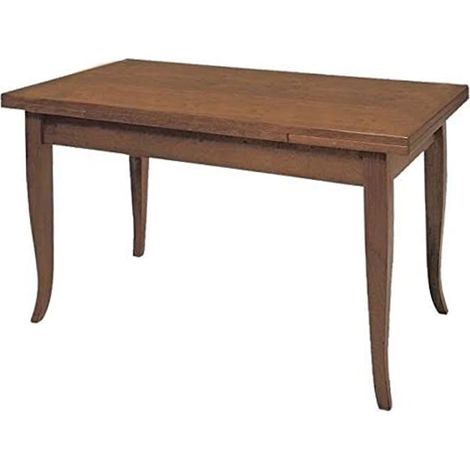 Tavolo Rettangolare Allungabile in Legno Piedi a Sciabola Colori Legno: Noce - Dimensione Tavoli: 120 x 80 + 2 allunghe 40 cm