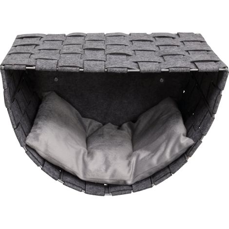 Ensemble de Niche Murale pour Chat, 2 niches et 2 marches, Gris foncé (1/5)