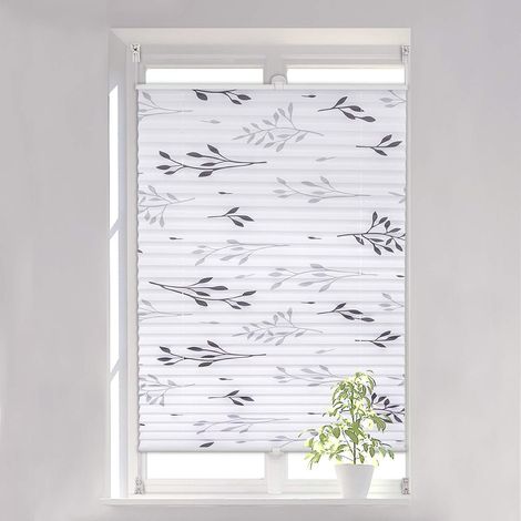 WOLTU Tenda a Rullo Plissettata Oscurante Tessuto per Finestra Porte Senz 70 x 130 cm(Parti in plastica)
