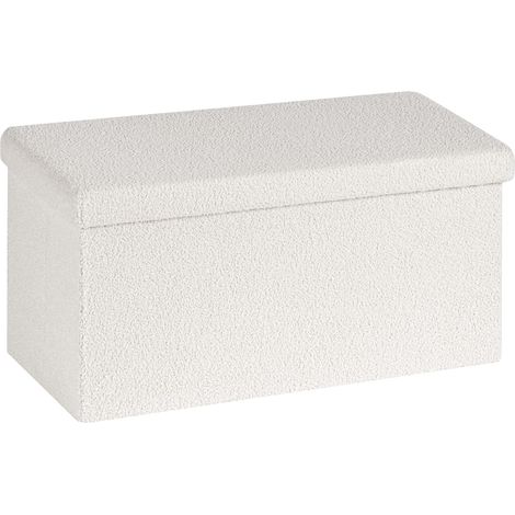 Pouf Cube avec Espace de Rangement, Banc Pliable, Repose-Pieds en Velours, Coffre de Rangement, Crème, 80 X 40 X 40 Cm (1/5)