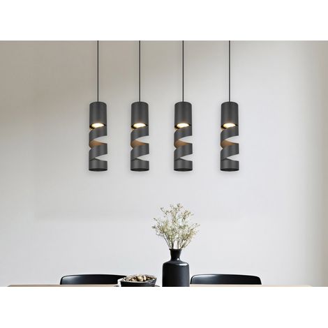 Moderne Pendelleuchte STREAM 4-flammig aus Metall in Schwarz, Breite 80cm