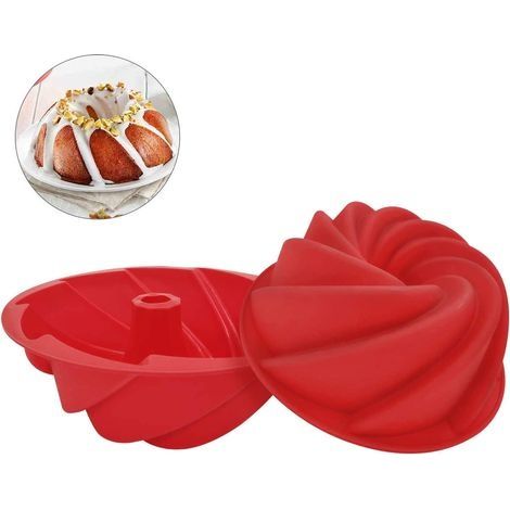 Moule à gateau en SiliCône, Moule antiadhésif,Moule en Spirale,Forme spéciale,utilisé pour Faire des gateaux,du Pain,du Pudding, 2pcs rouge (1/5)
