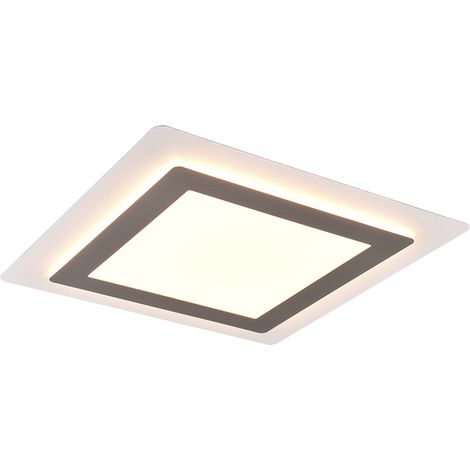 Plafoniera LED, metallo, nichel opaco, 45x4,2x45 cm, Morgan (1/5)