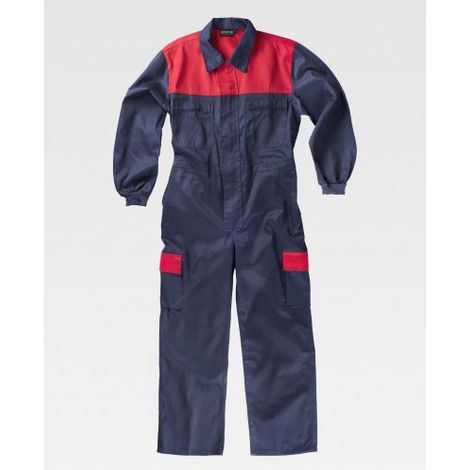 Buzo básico de trabajo multibolsillos Combi WORKTEAM C4502 60 Marino+Rojo