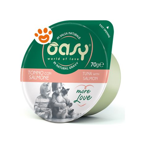 Oasy Cat More Love Green Cup Tonno con Salmone - Oasy Cat More Love Green Cup Tonno con Salmone - Vaschetta da 70 Gr