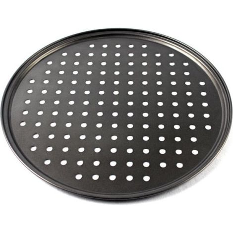 1 Plaque à pizza, 26 cm, acier au carbone, antiadhésive, perforée, cuisson four (1/4)