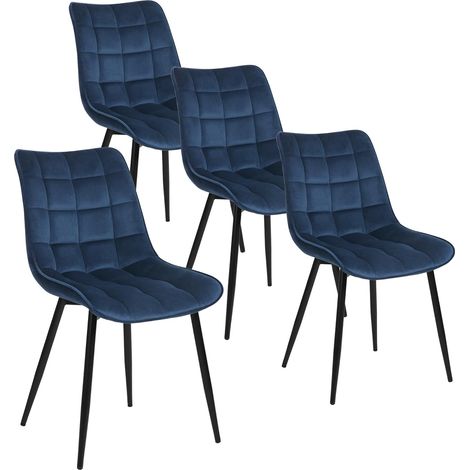 WOLTU dining chairs Set of 4 pcs Kitchen Counter chairs Lounge Leisure Velvet Blue