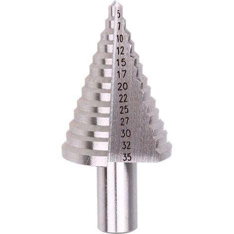 Broca escalonada para metal HSS de 5-35 mm, broca escalonada cónica de titanio profesional, broca escalonada, broca de vástago redondo, broca de vástago redondo de ranura recta de 5-35, broca escalona (1/5)
