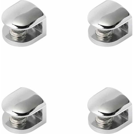 Ensemble de 4 supports pour étagères en verre, clips en verre réglables, crochets muraux pour miroirs, convient aux étagères en verre de 8 à 10 mm, aux miroirs et aux étagères en bois.